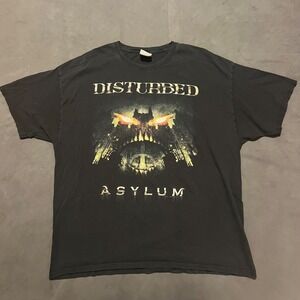 Disturbed Asylum Concert Tour 2010 T-Shirt Size 2XL Heavy Metal Band‎ Tee hanes
